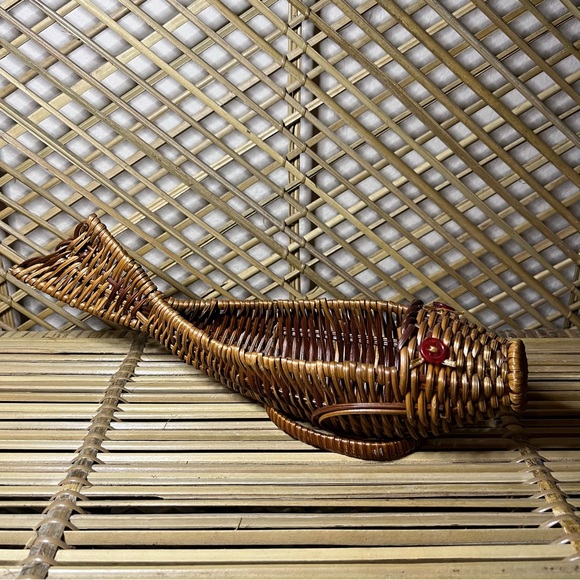 Vintage Other - Vintage Wicker Fish Planter Koi